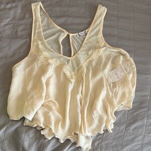 NWT Free People Afterglow Cream Lace Top Size M